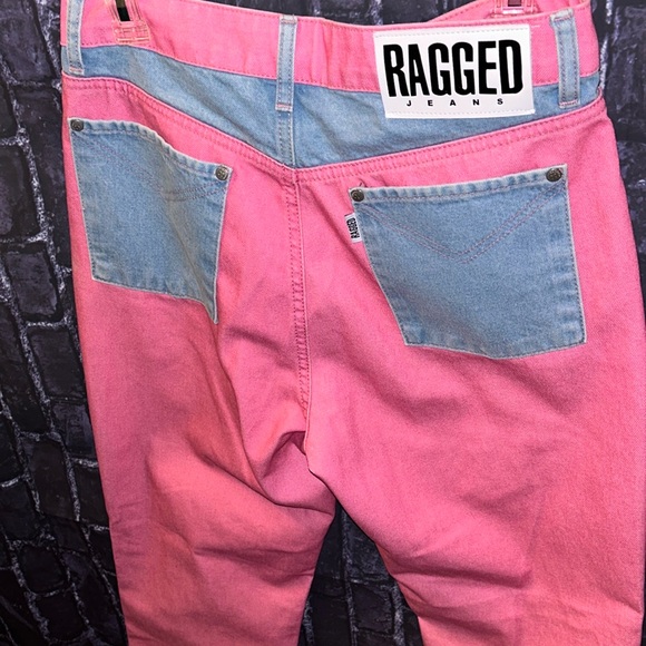 The RAGGED Priest Jeans Pink/Rose Color-block StraightLeg Denim FREE PEOPLE Sz30 - Picture 7 of 16